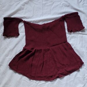 Ambiance Maroon Off-Shoulder Top
